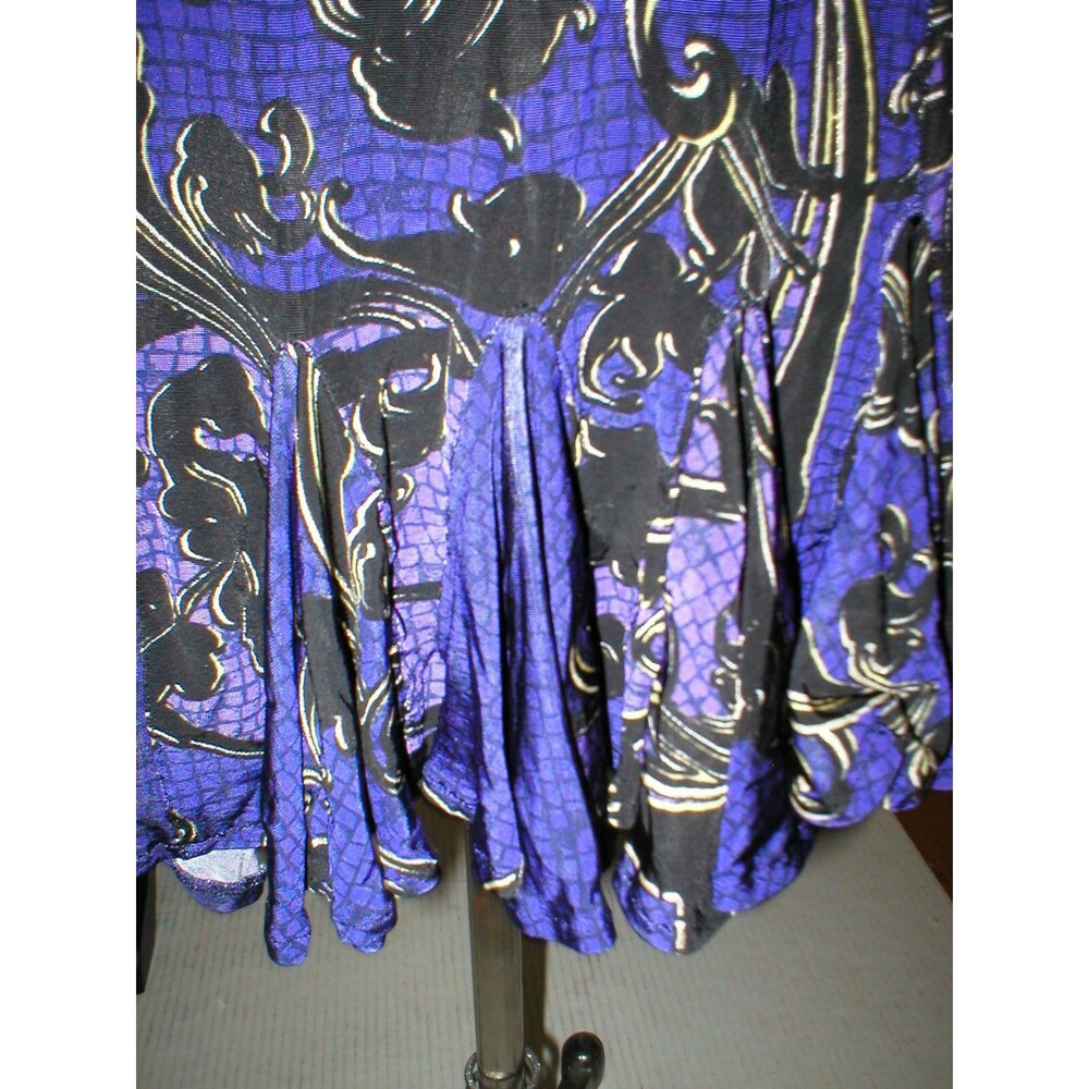 New Womens 8 NWT Italy Just Cavalli Purple Metallic Black Ruffle Print Dress 44 - Picture 12 of 12